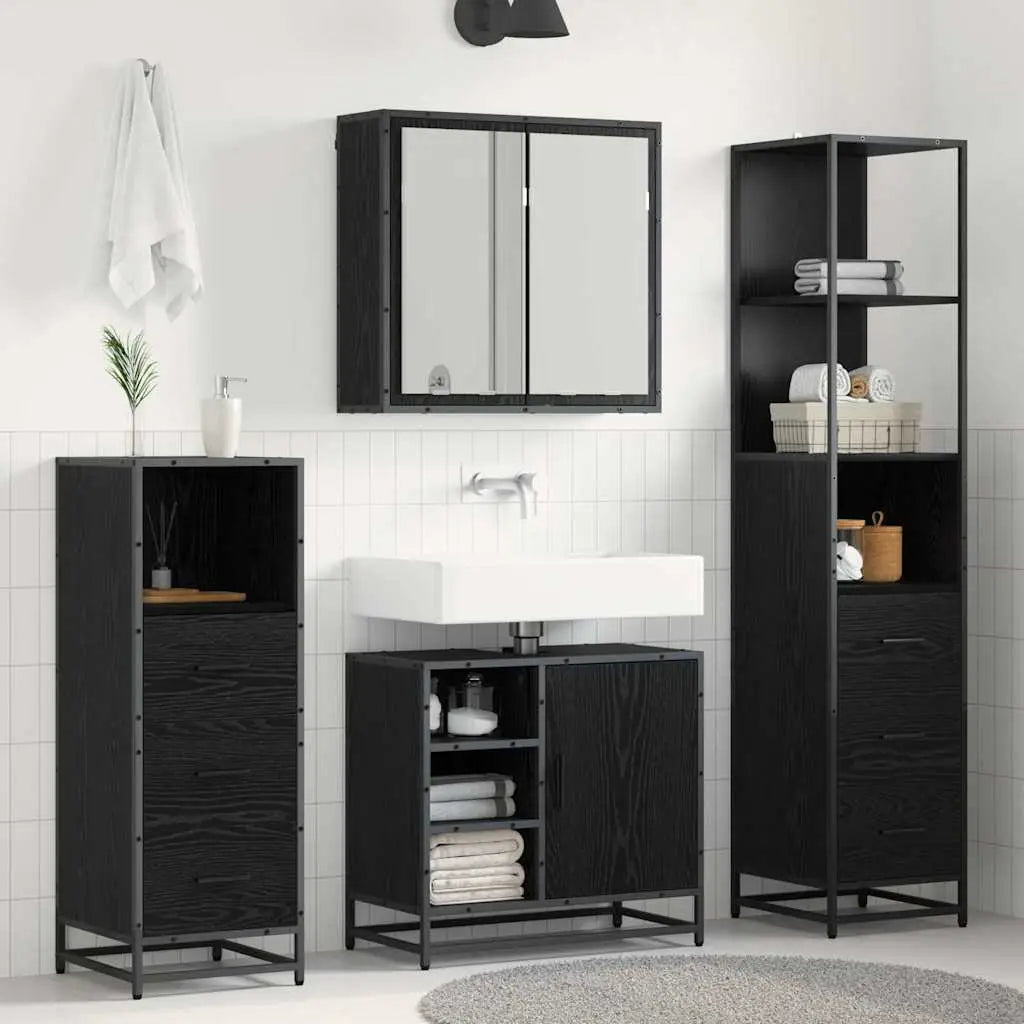 Ensemble de mobilier de salle de bain 4 pc Chêne noir - XIOS