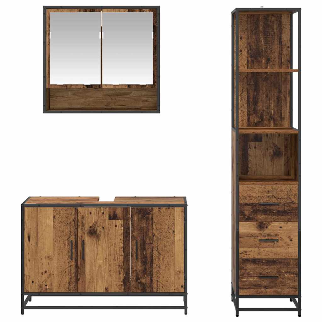 Ensemble de mobilier de salle de bain 3 pc Bois Ancien