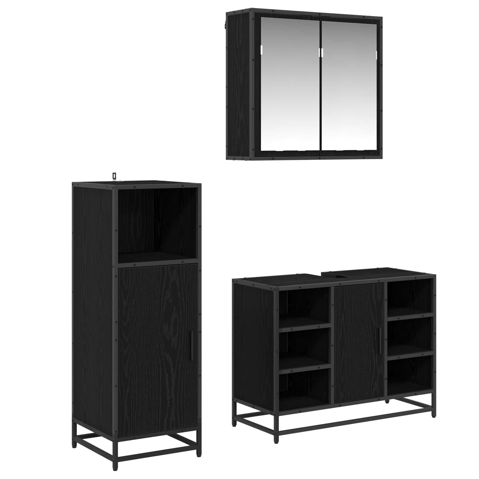 Ensemble de mobilier de salle de bain 3 pc Chêne noir
