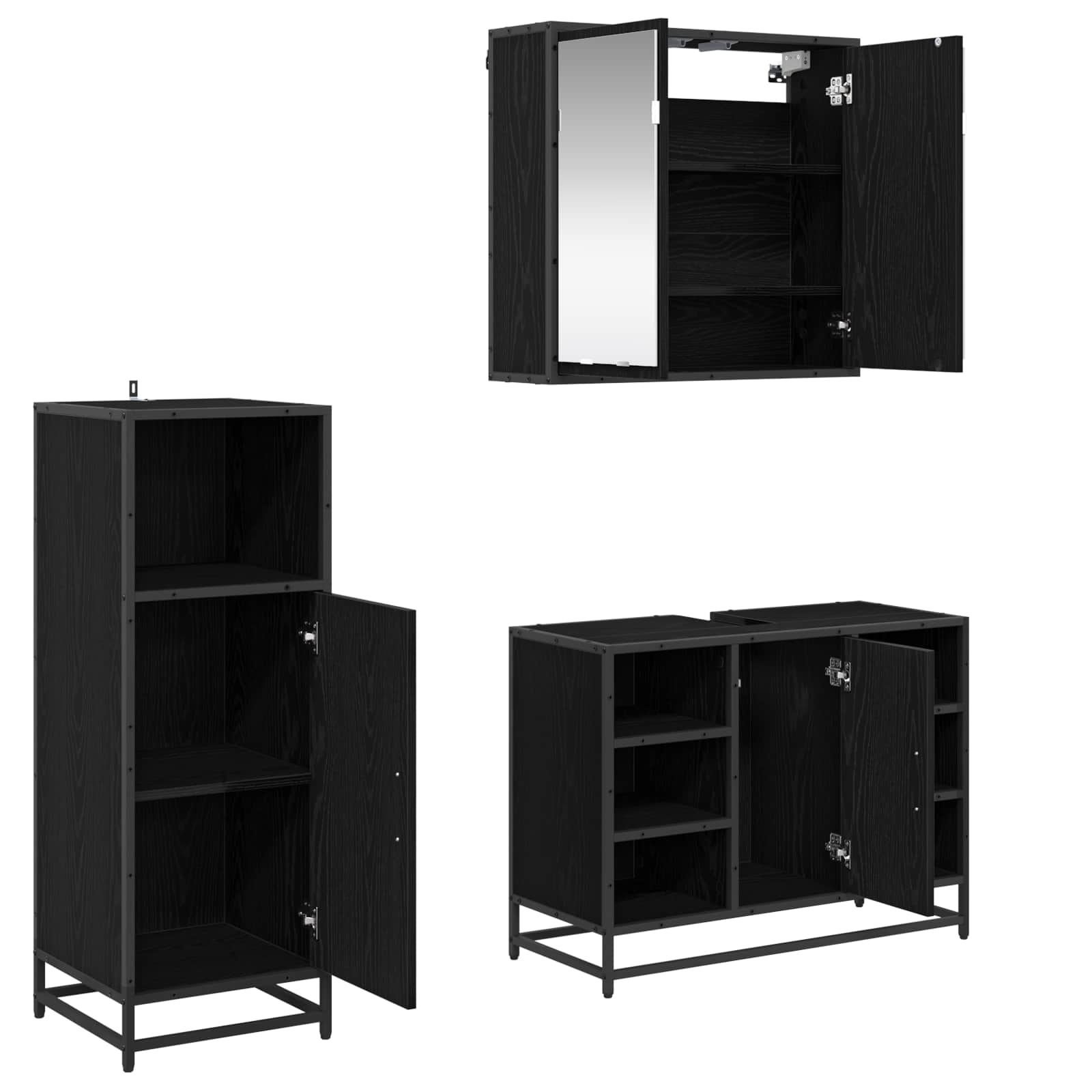 Ensemble de mobilier de salle de bain 3 pc Chêne noir