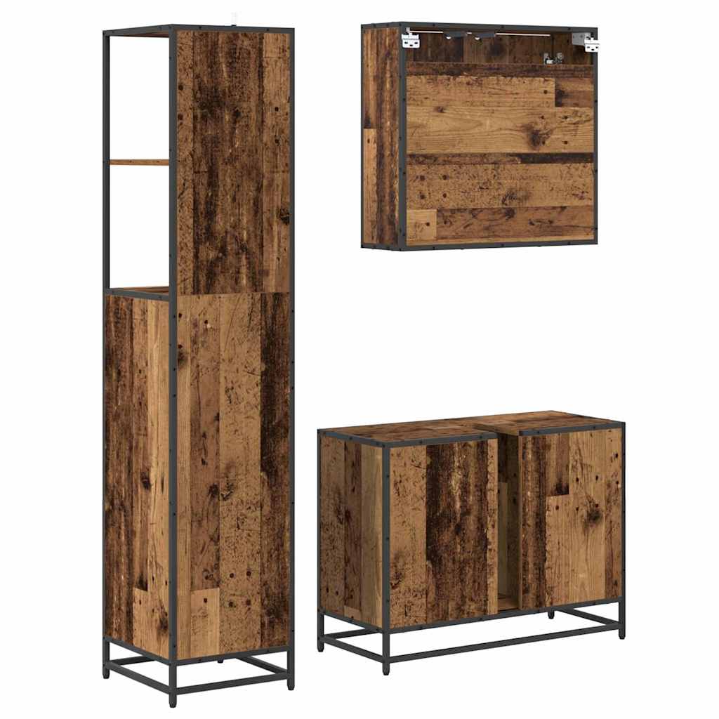 Ensemble de mobilier de salle de bain 3 pc Bois Ancien