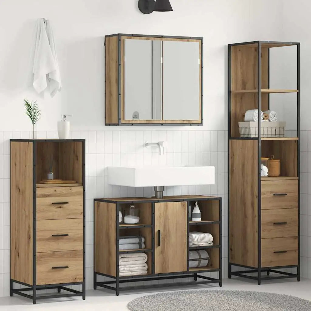 Ensemble de mobilier de salle de bain 3 pc Chêne artisanal - XIOS