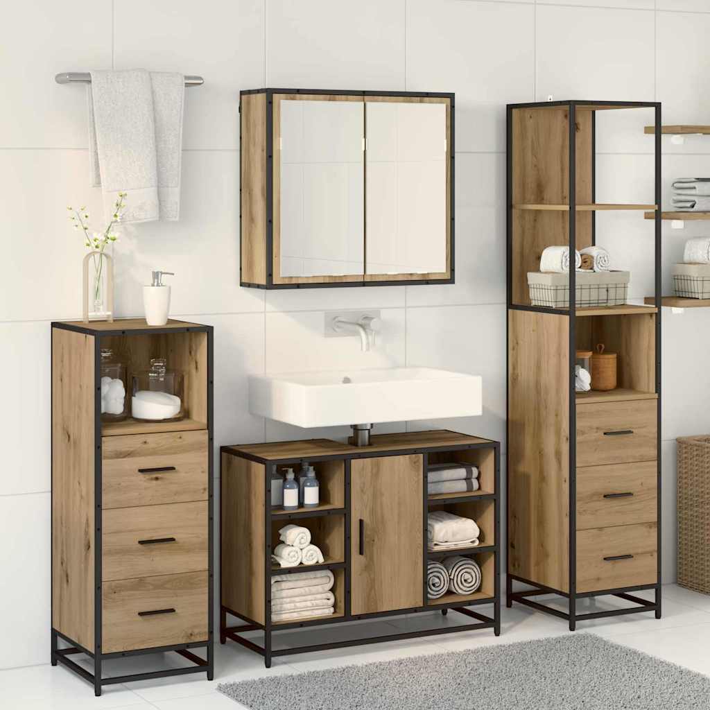 Ensemble de mobilier de salle de bain 3 pc Chêne artisanal