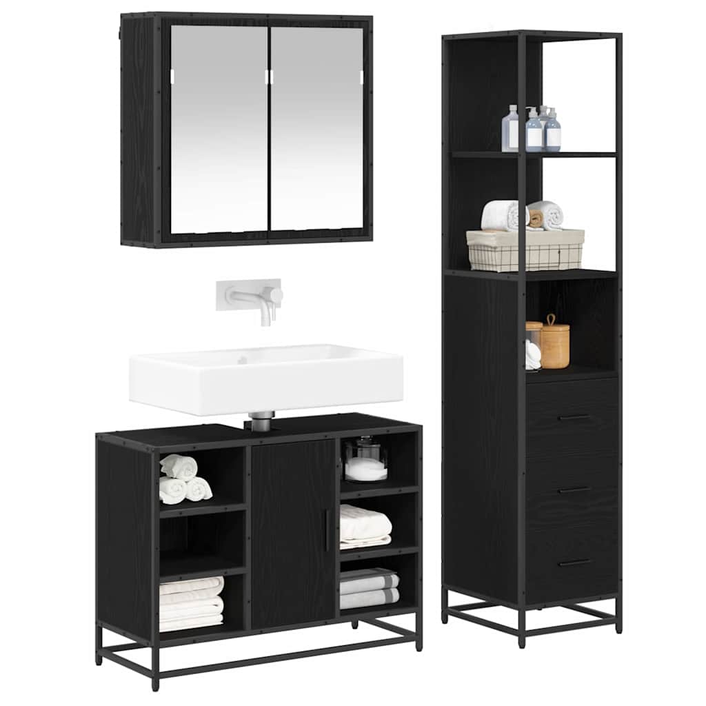 Ensemble de mobilier de salle de bain 3 pc Chêne noir