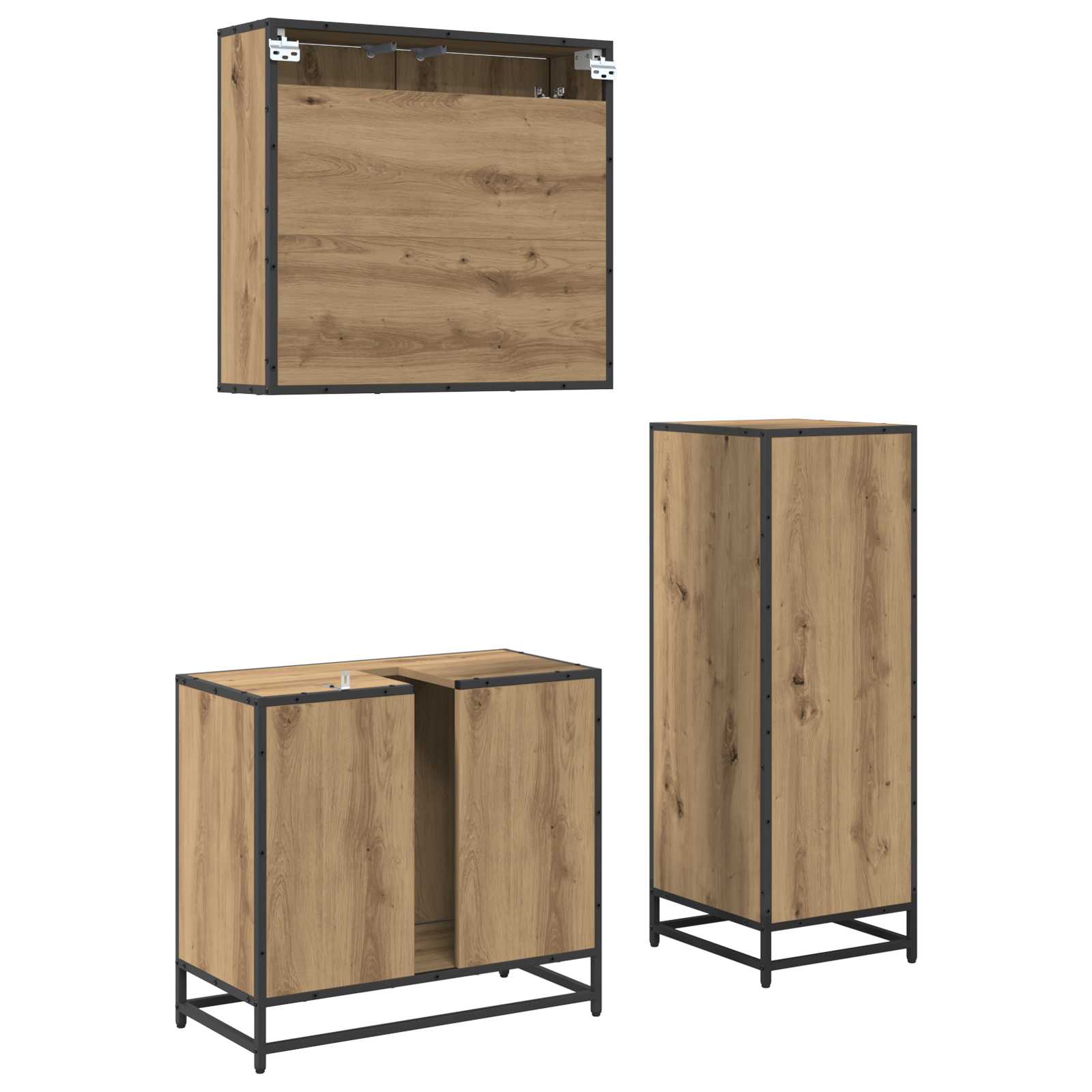 Ensemble de mobilier de salle de bain 3 pc Chêne artisanal