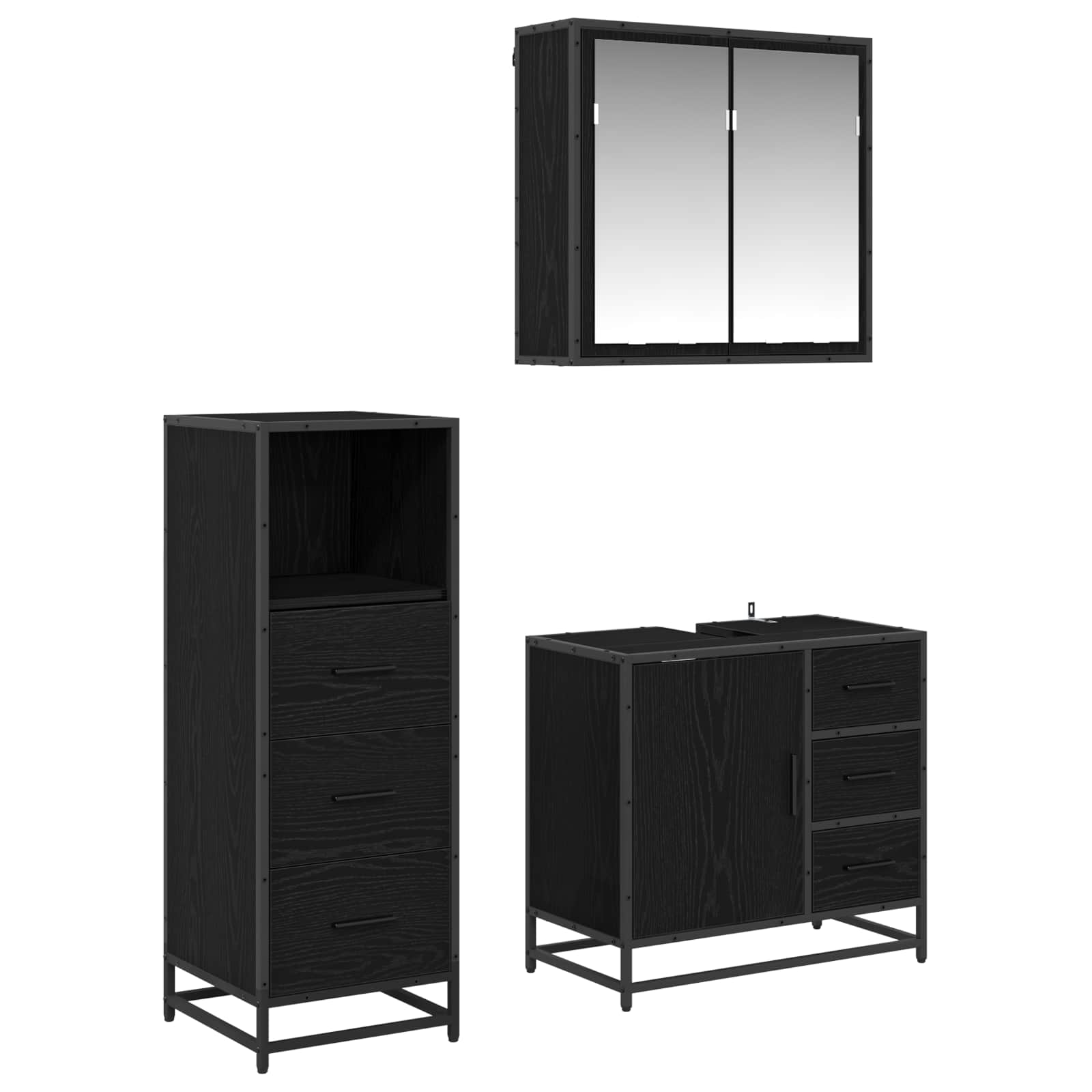 Ensemble de mobilier de salle de bain 3 pc Chêne noir