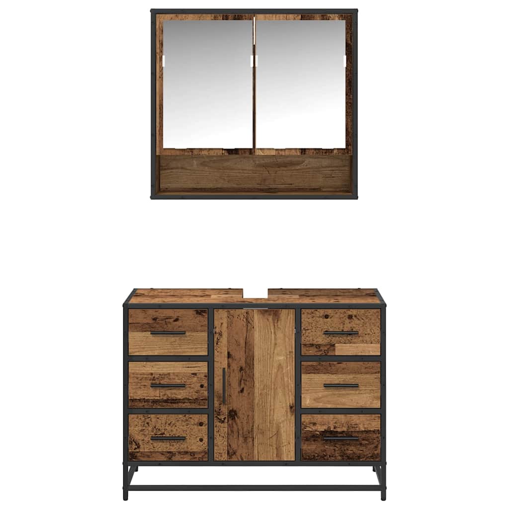 Ensemble de mobilier de salle de bain 2 pc Bois Ancien