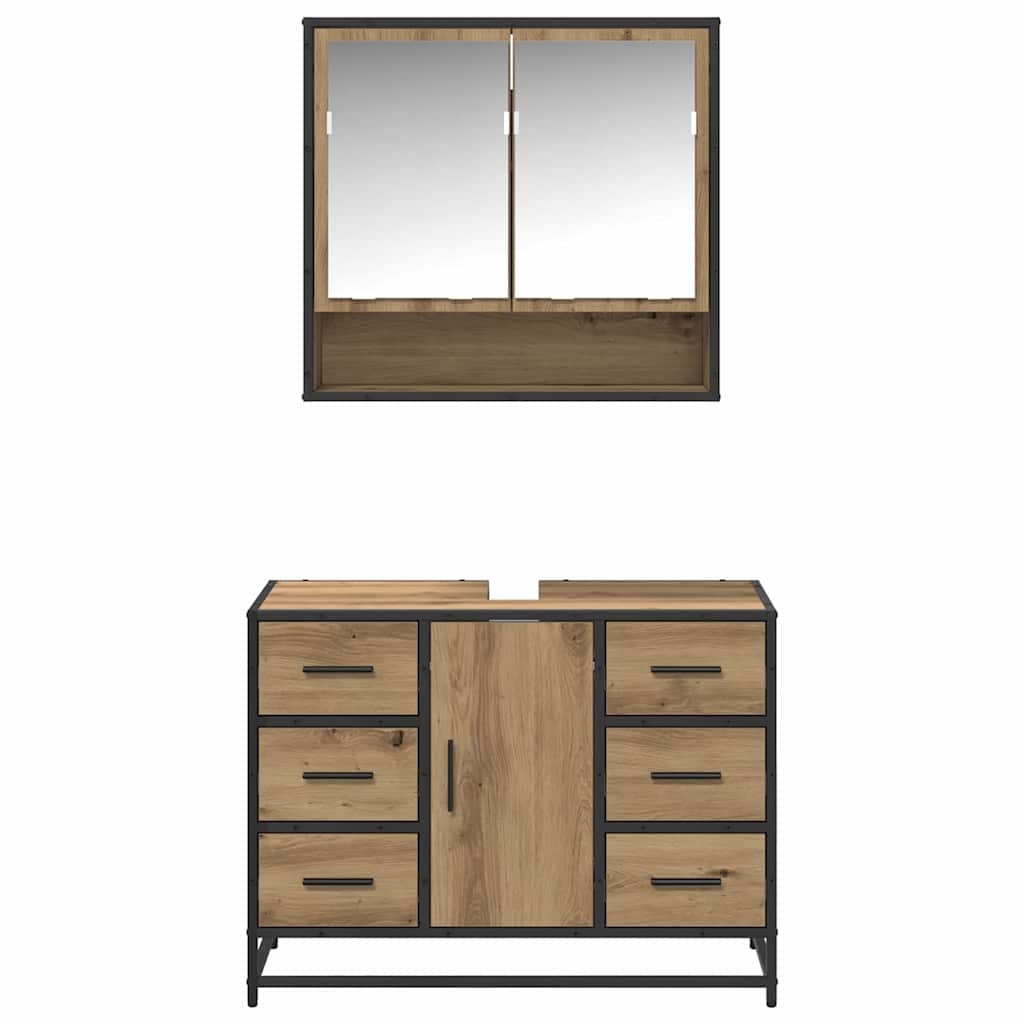 Ensemble de mobilier de salle de bain 2 pc Chêne artisanal