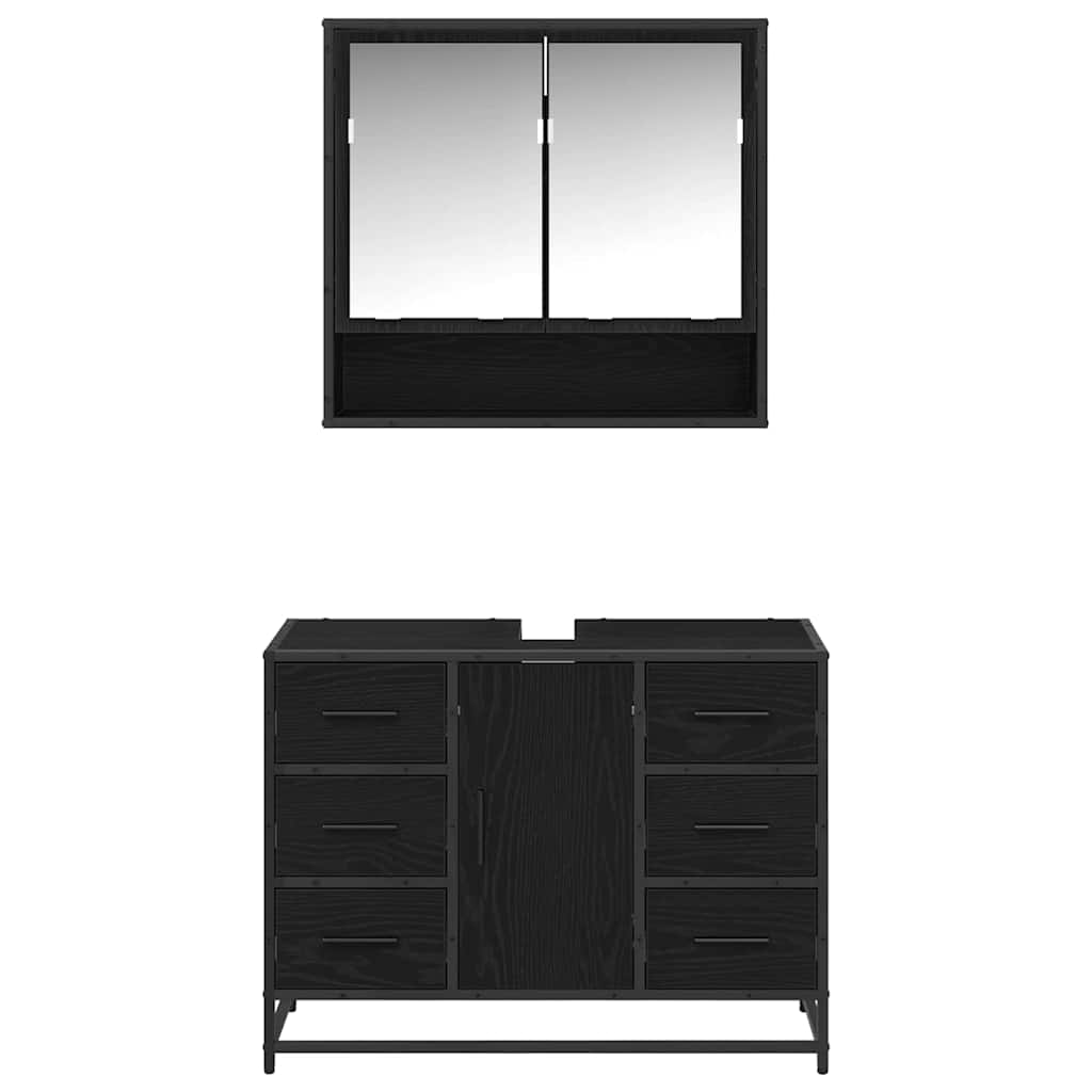 Ensemble de mobilier de salle de bain 2 pc Chêne noir