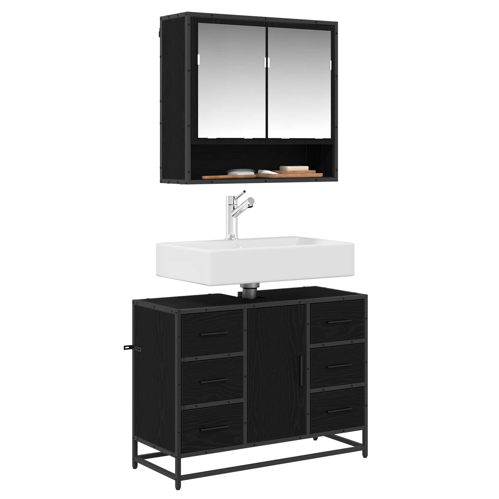 Ensemble de mobilier de salle de bain 2 pc Chêne noir