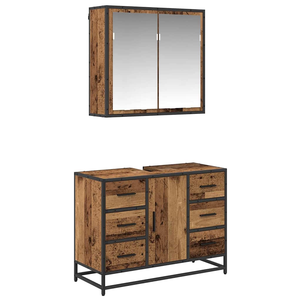 Ensemble de mobilier de salle de bain 2 pc Bois Ancien