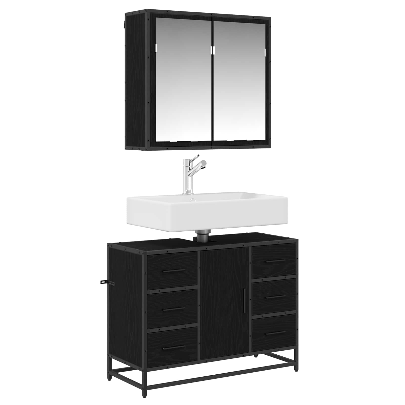 Ensemble de mobilier de salle de bain 2 pc Chêne noir