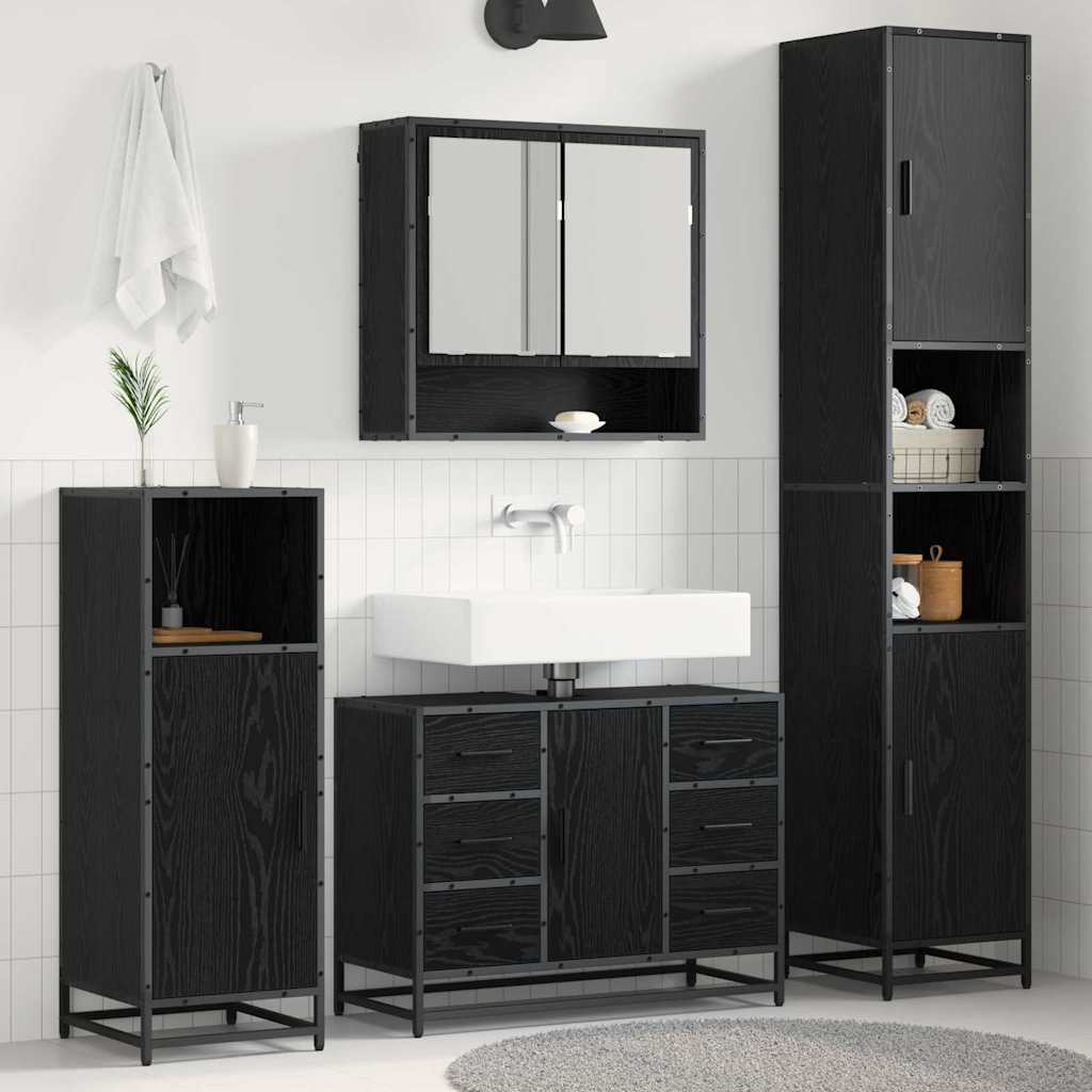 Ensemble de mobilier de salle de bain 4 pièces Chêne noir