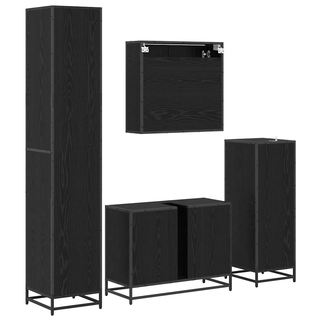 Ensemble de mobilier de salle de bain 4 pièces Chêne noir