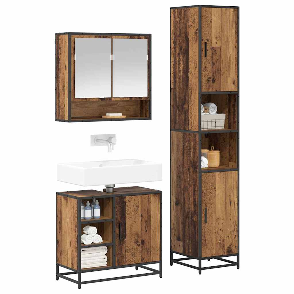 Ensemble de mobilier de salle de bain 3 pc Bois Ancien