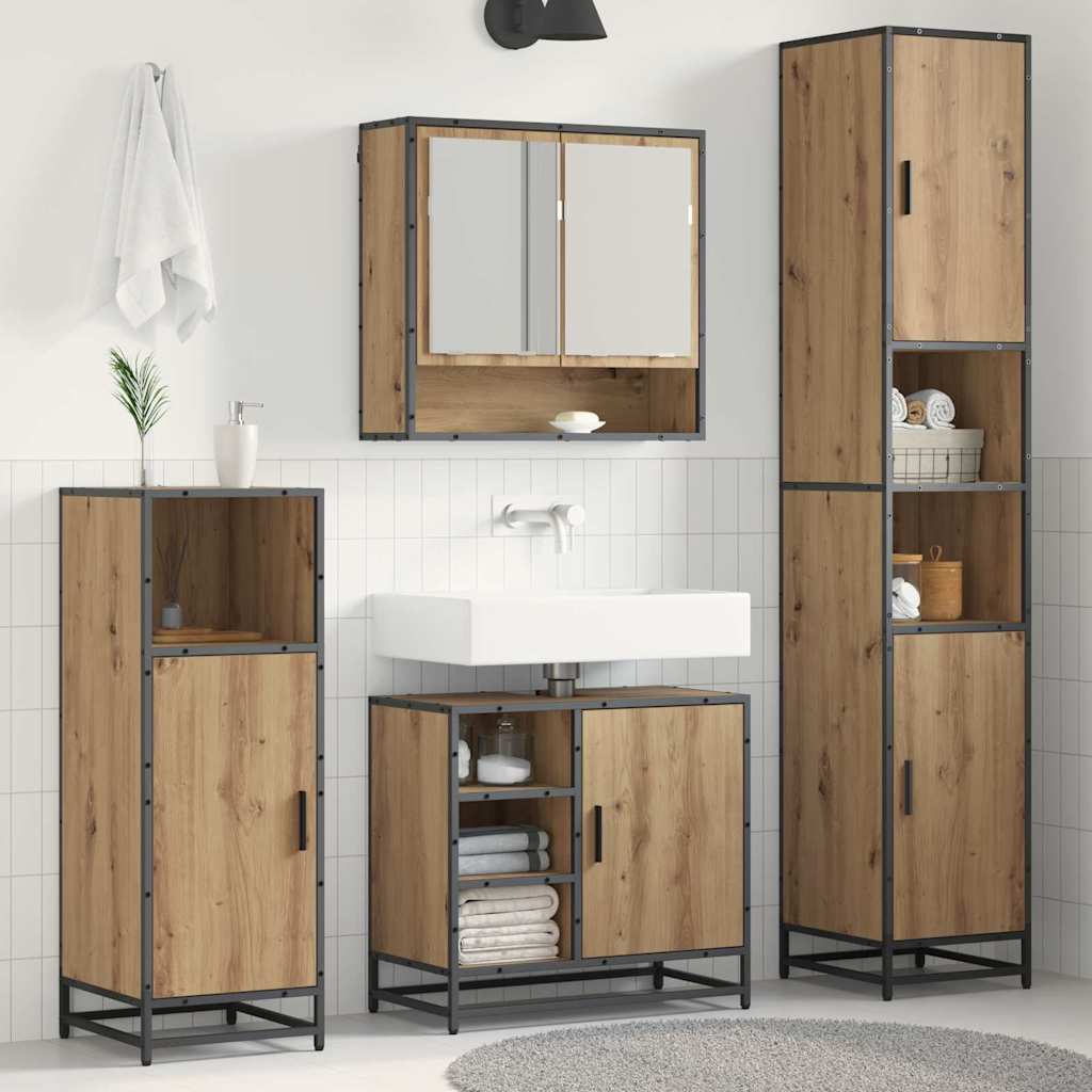 Ensemble de mobilier de salle de bain 3 pièces Chêne artisanal