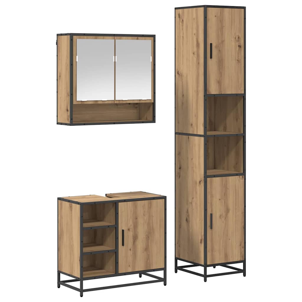 Ensemble de mobilier de salle de bain 3 pièces Chêne artisanal