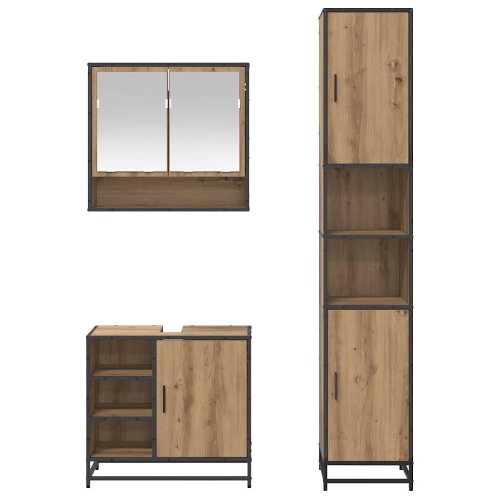 Ensemble de mobilier de salle de bain 3 pièces Chêne artisanal