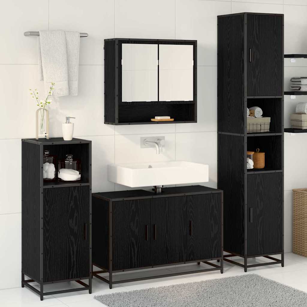 Ensemble de mobilier de salle de bain 4 pc Chêne noir