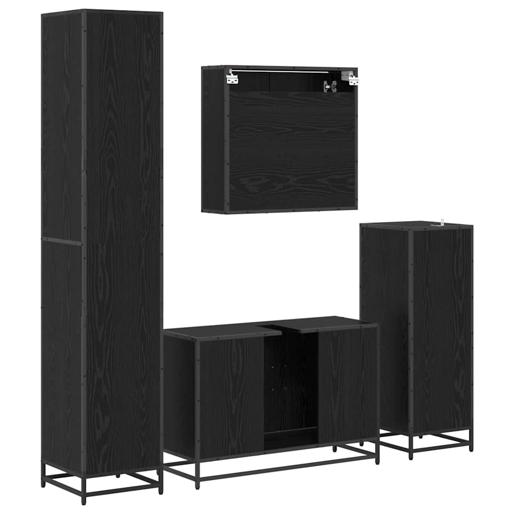 Ensemble de mobilier de salle de bain 4 pc Chêne noir