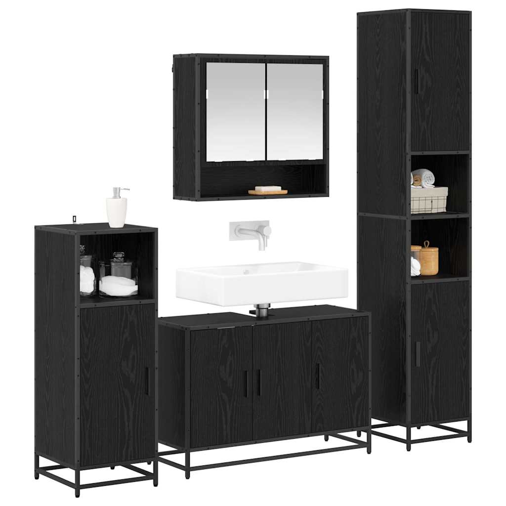 Ensemble de mobilier de salle de bain 4 pc Chêne noir