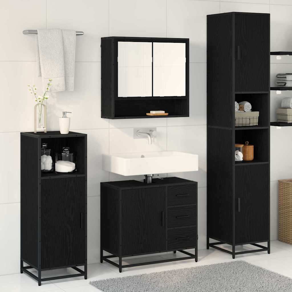 Ensemble de mobilier de salle de bain 4 pc Chêne noir