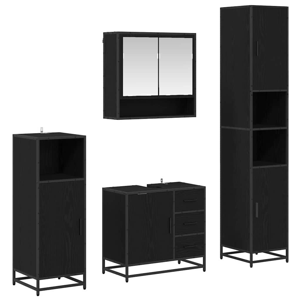 Ensemble de mobilier de salle de bain 4 pc Chêne noir