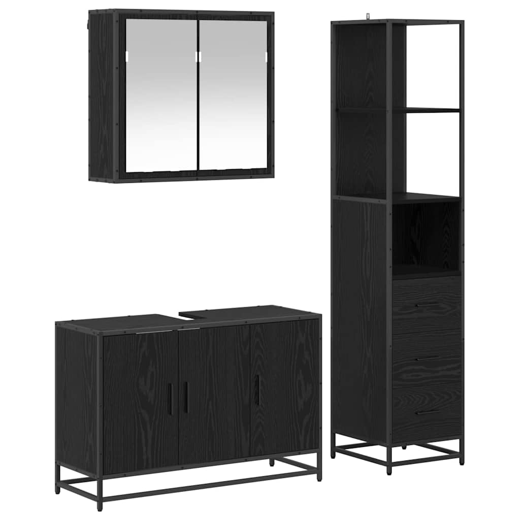 Ensemble de mobilier de salle de bain 3 pc Chêne noir