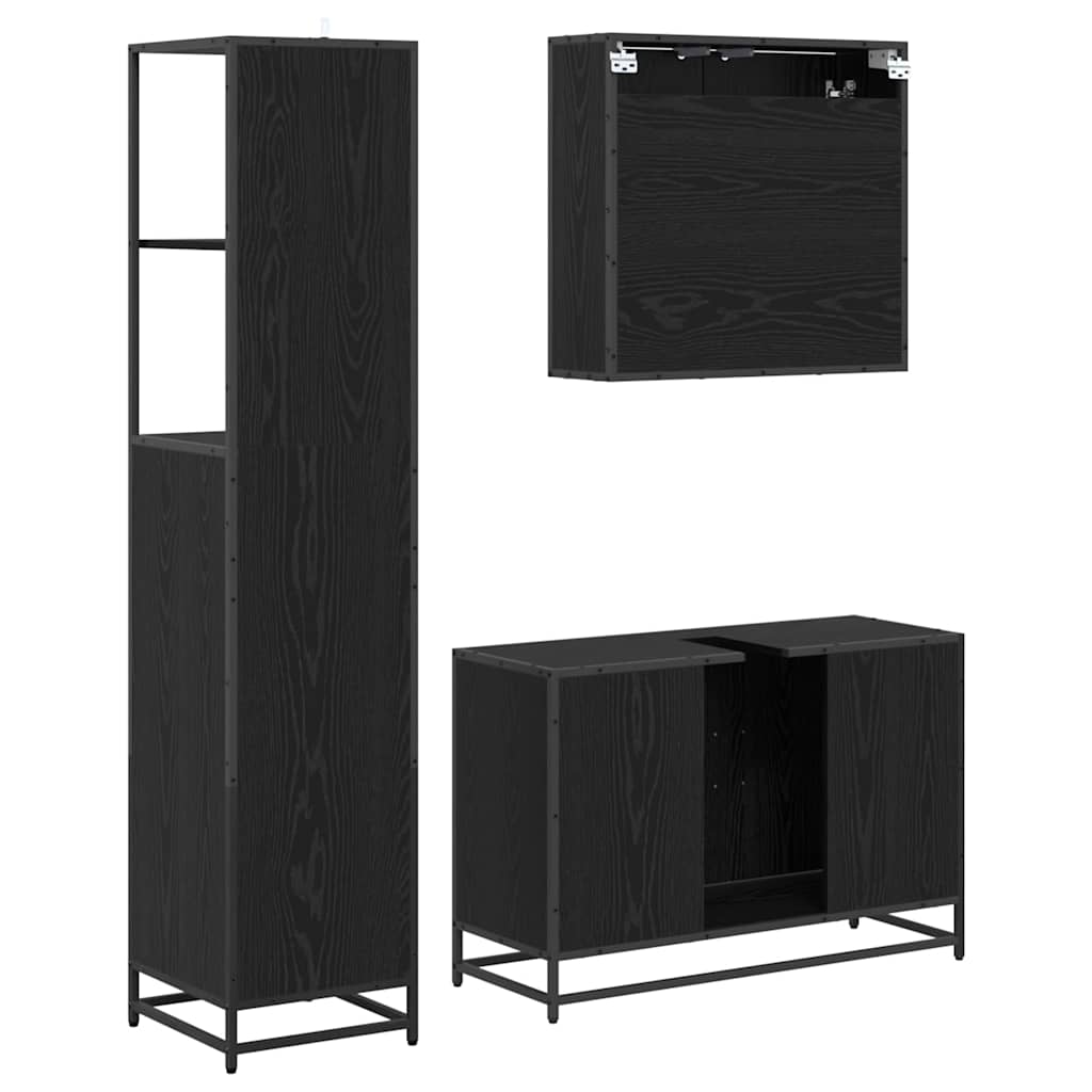 Ensemble de mobilier de salle de bain 3 pc Chêne noir
