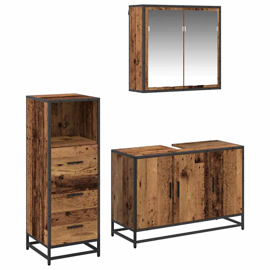 Ensemble de mobilier de salle de bain 3 pièces Bois Ancien