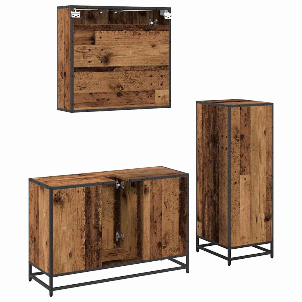 Ensemble de mobilier de salle de bain 3 pièces Bois Ancien