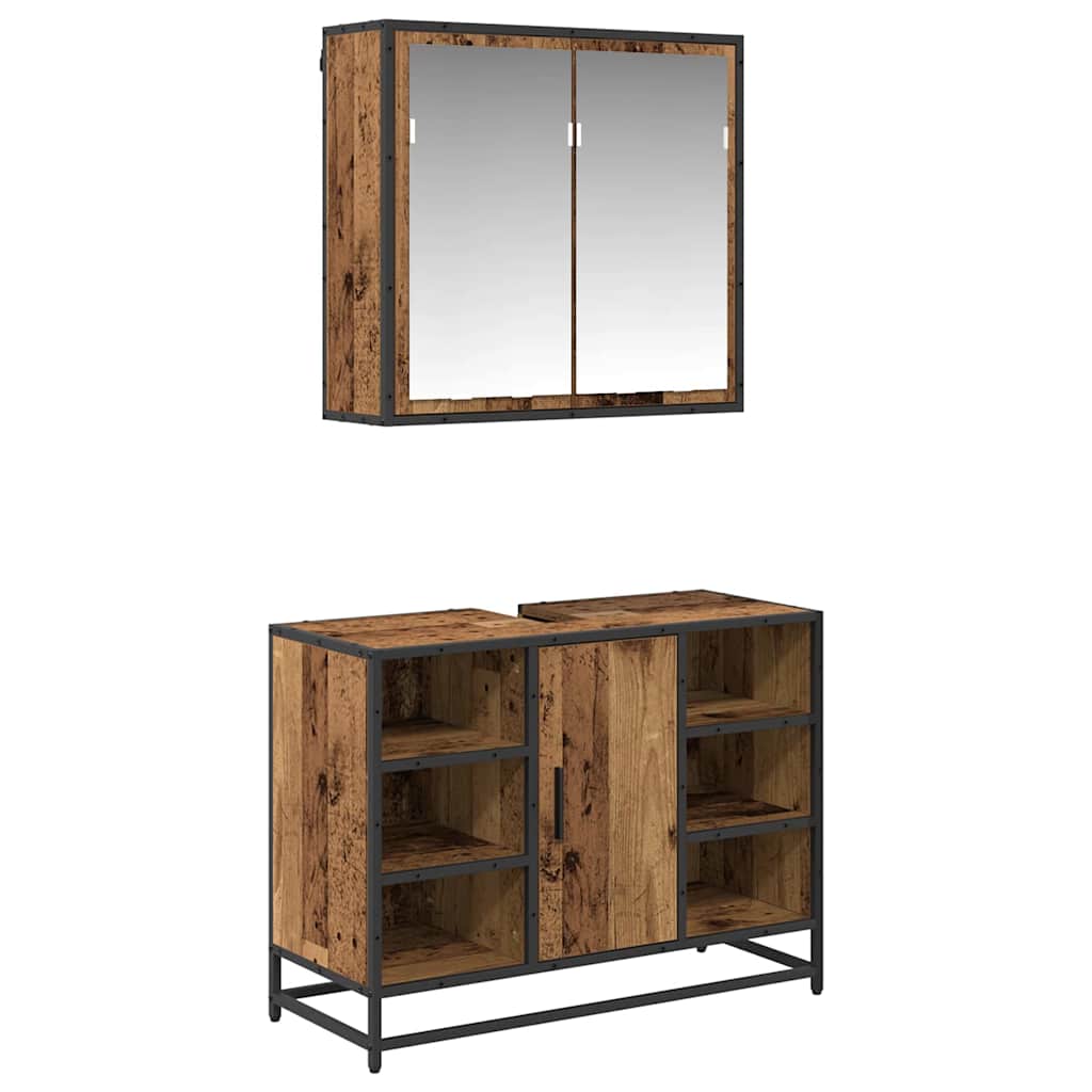 Ensemble de mobilier de salle de bain 2 pc Bois Ancien