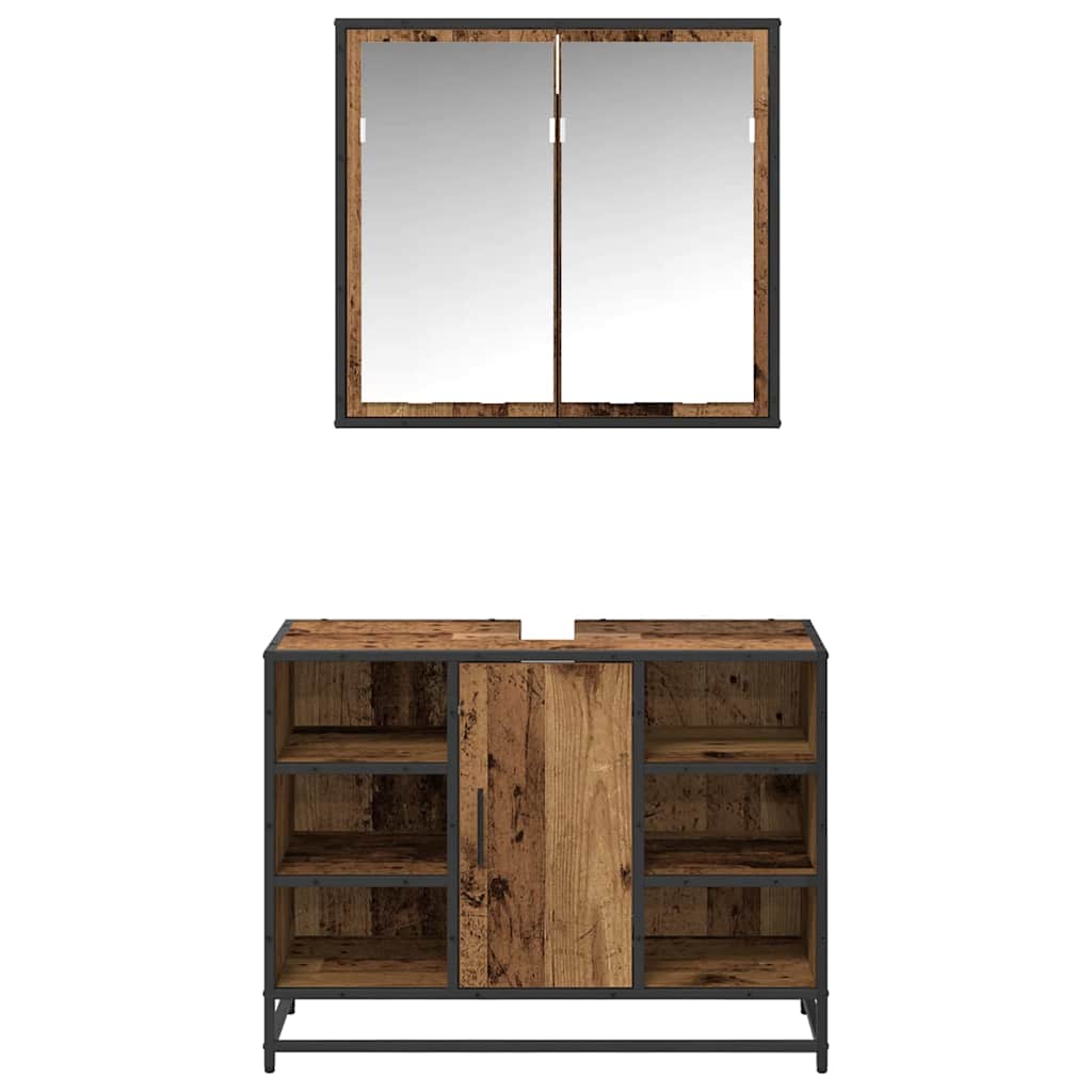 Ensemble de mobilier de salle de bain 2 pc Bois Ancien