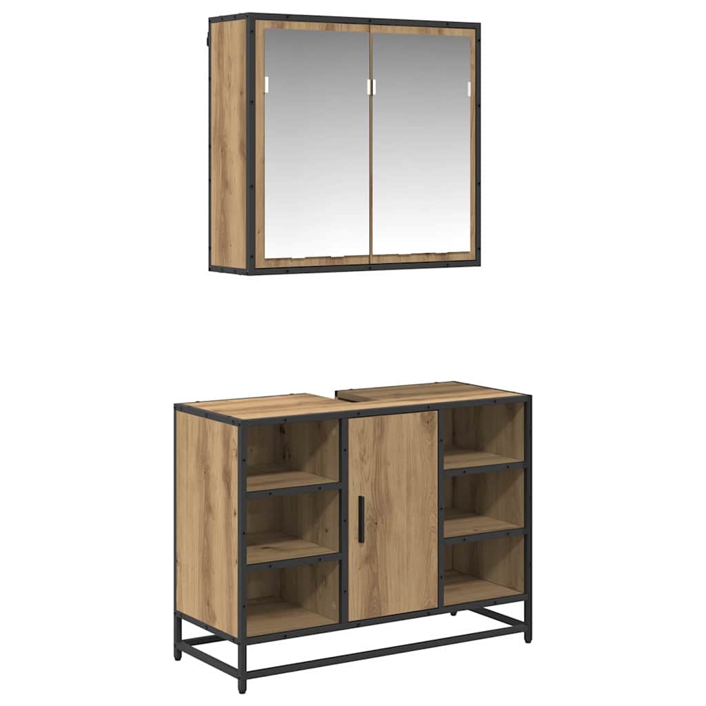 Ensemble de mobilier de salle de bain 2 pc Chêne artisanal