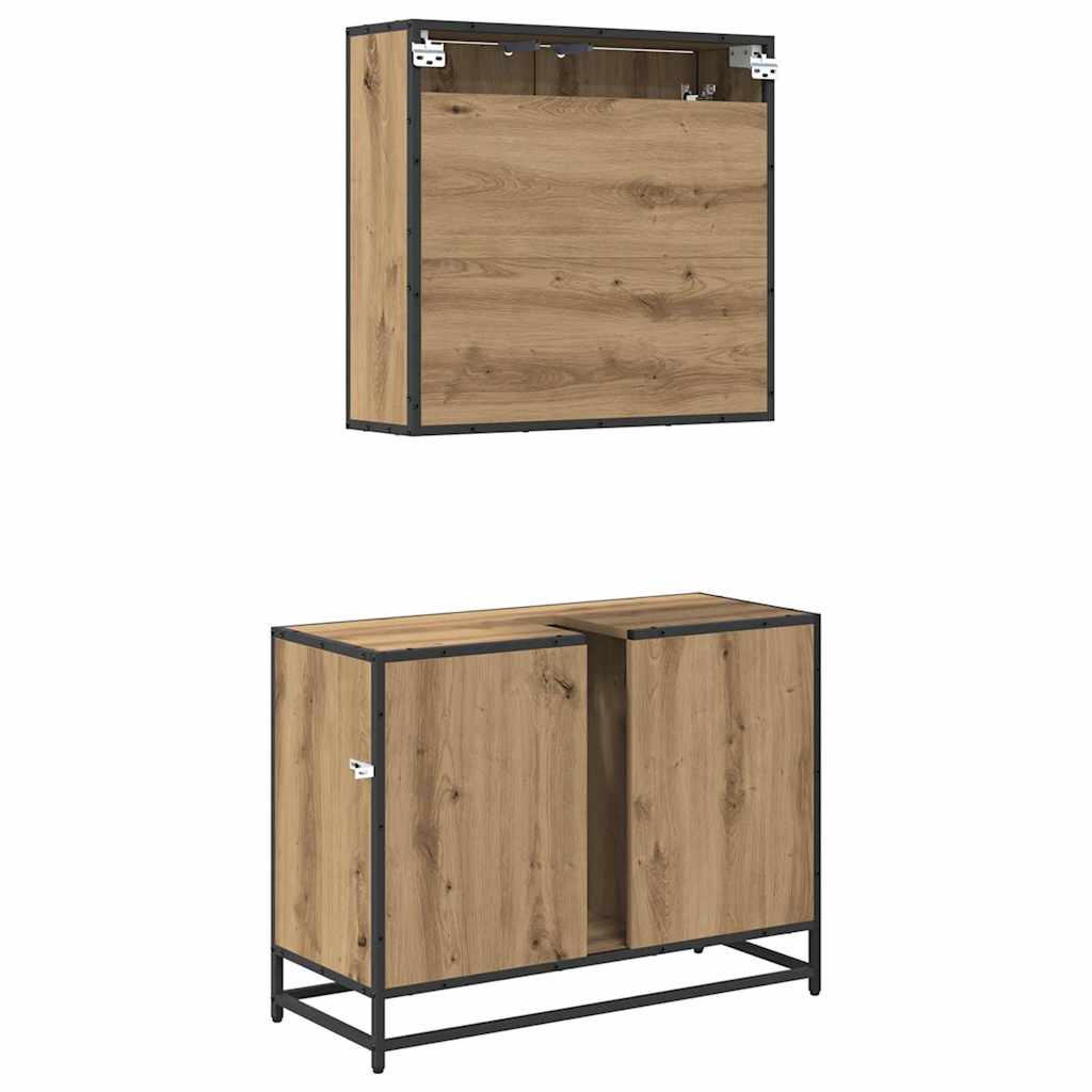 Ensemble de mobilier de salle de bain 2 pc Chêne artisanal
