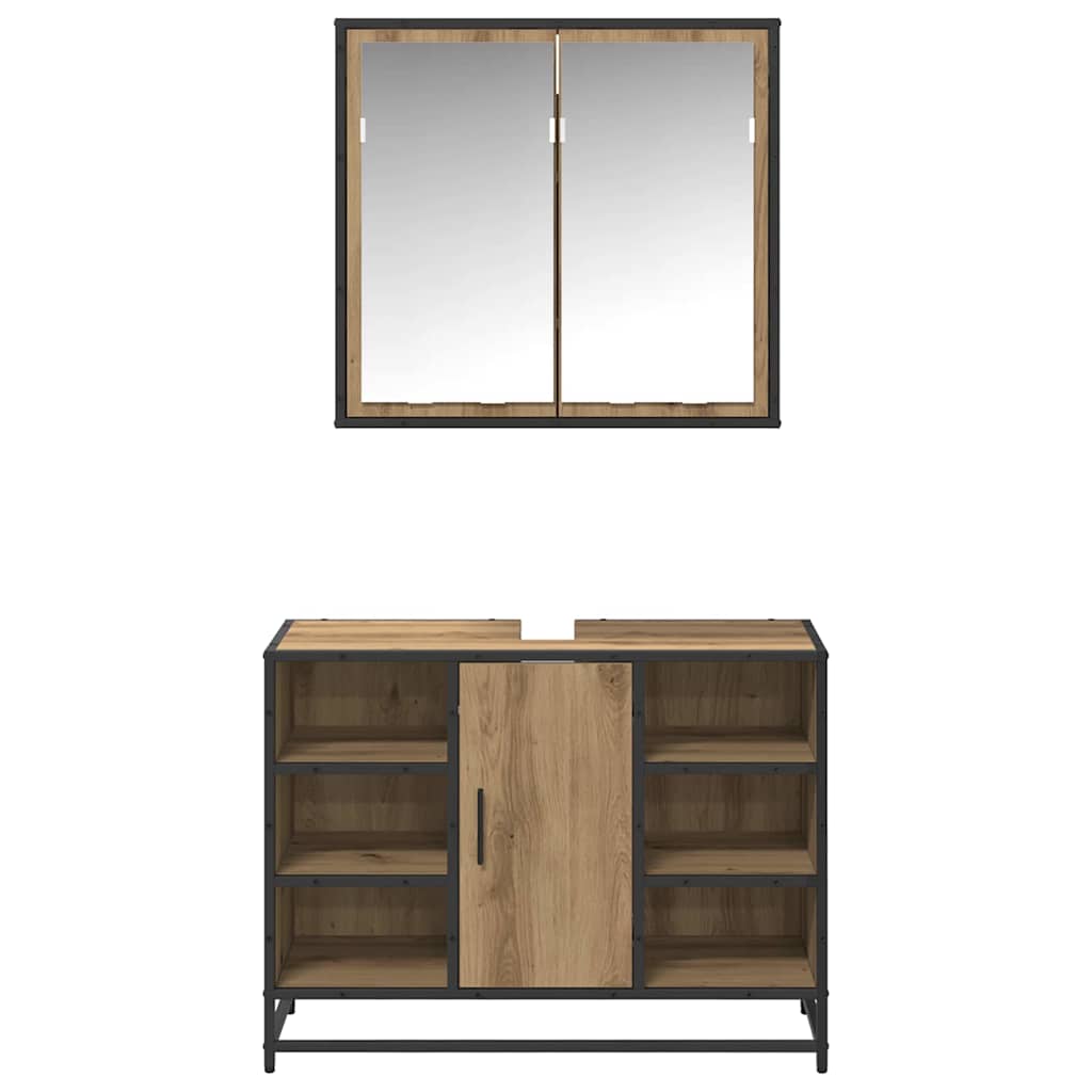 Ensemble de mobilier de salle de bain 2 pc Chêne artisanal
