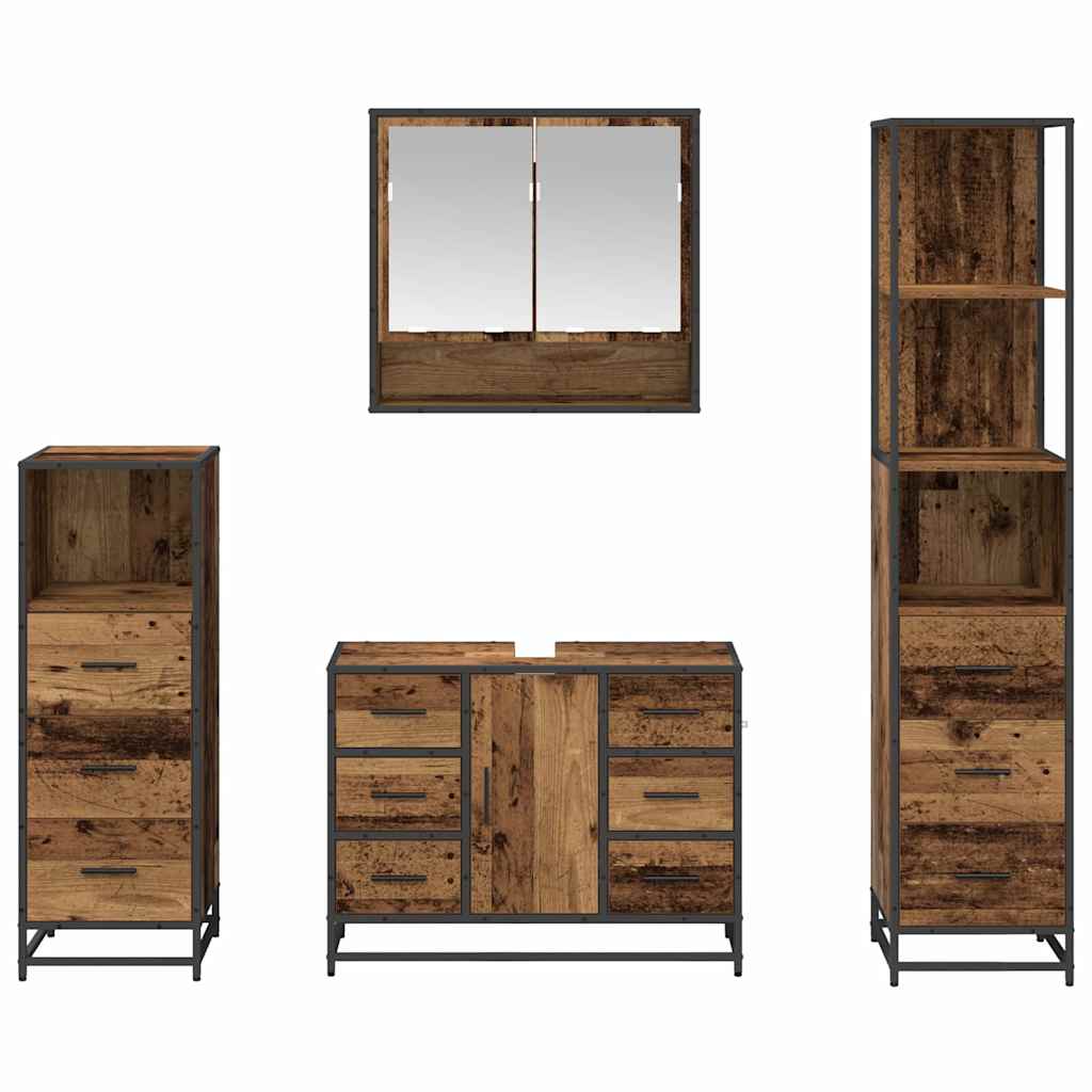 Ensemble de mobilier de salle de bain 4 pc Bois Ancien
