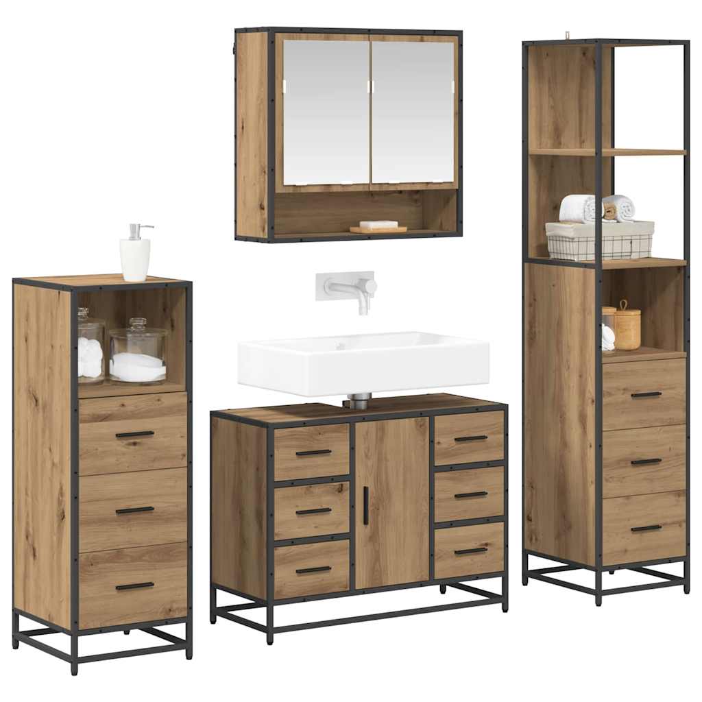Ensemble de mobilier de salle de bain 4 pc Chêne artisanal