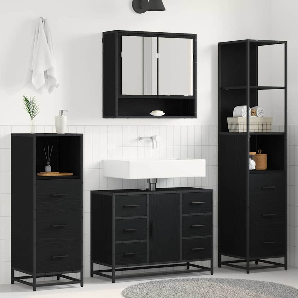 Ensemble de mobilier de salle de bain 4 pc Chêne noir