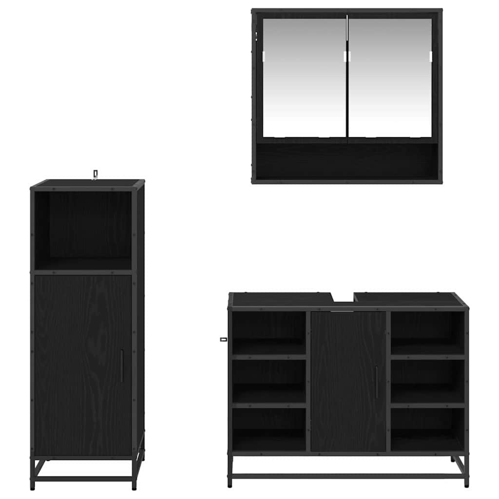 Ensemble de mobilier de salle de bain 3 pièces Chêne noir