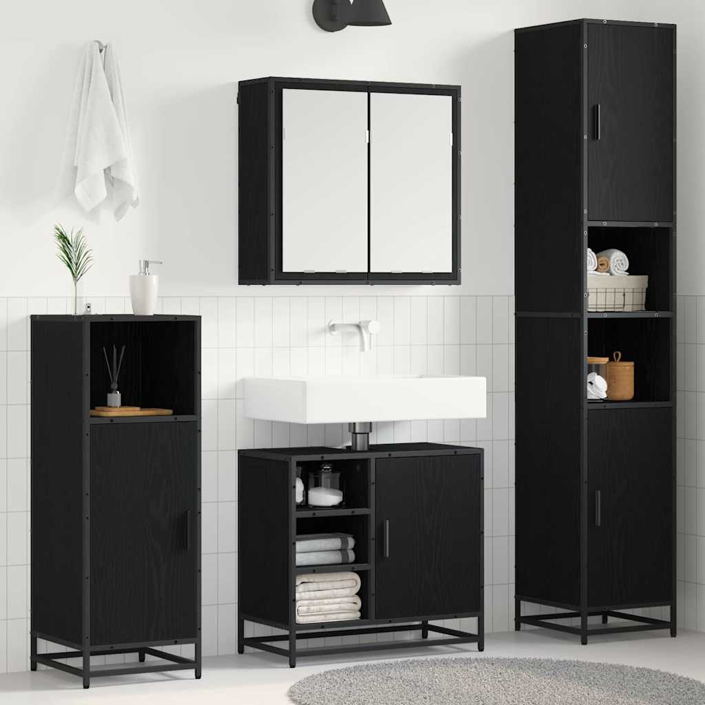 Ensemble de mobilier de salle de bain 4 pc Chêne noir