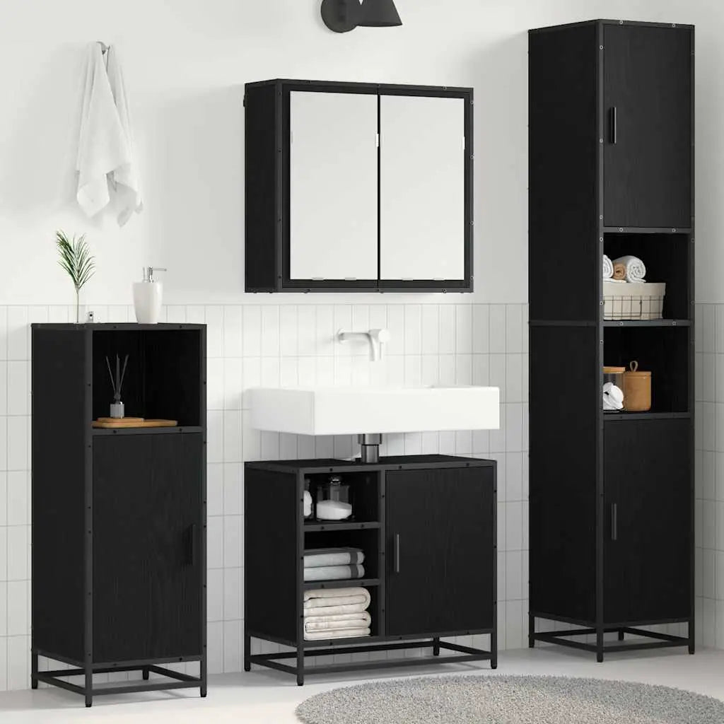 Ensemble de mobilier de salle de bain 4 pc Chêne noir - XIOS