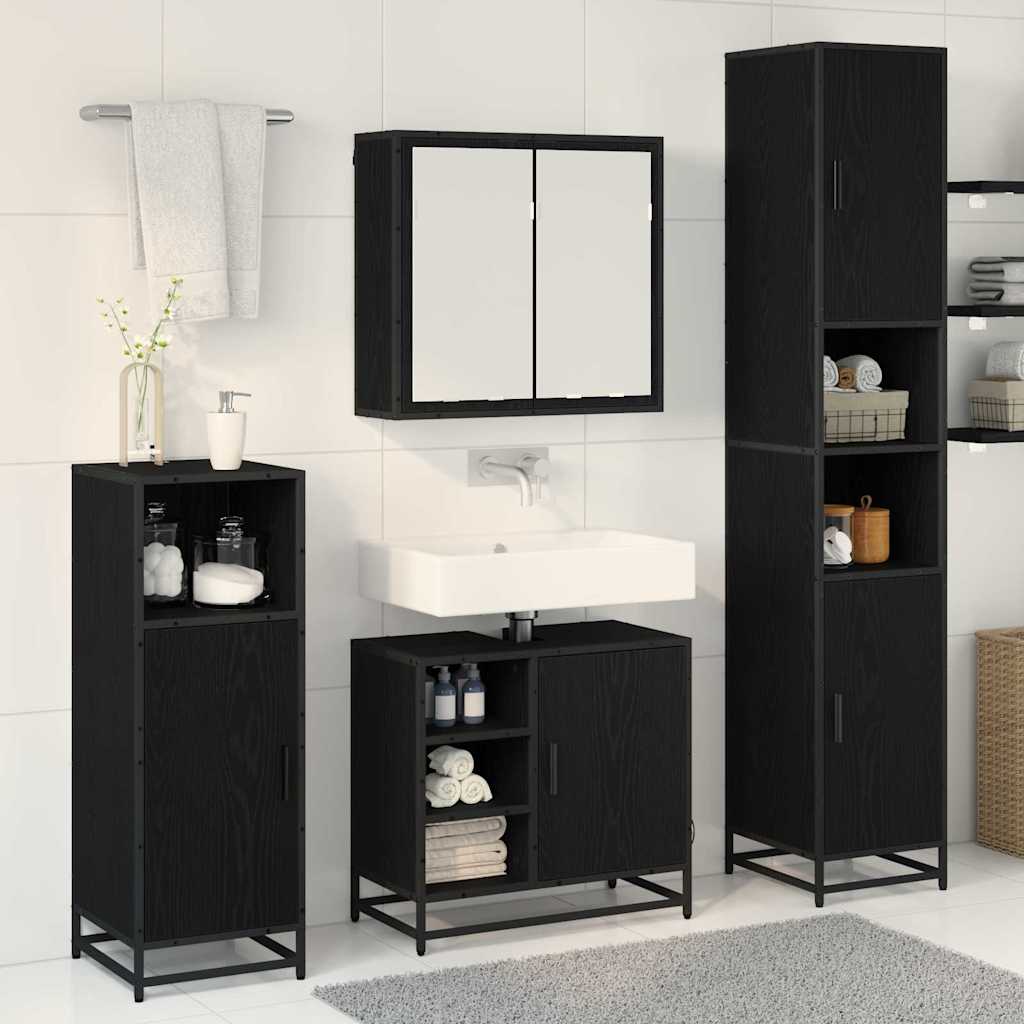 Ensemble de mobilier de salle de bain 4 pc Chêne noir