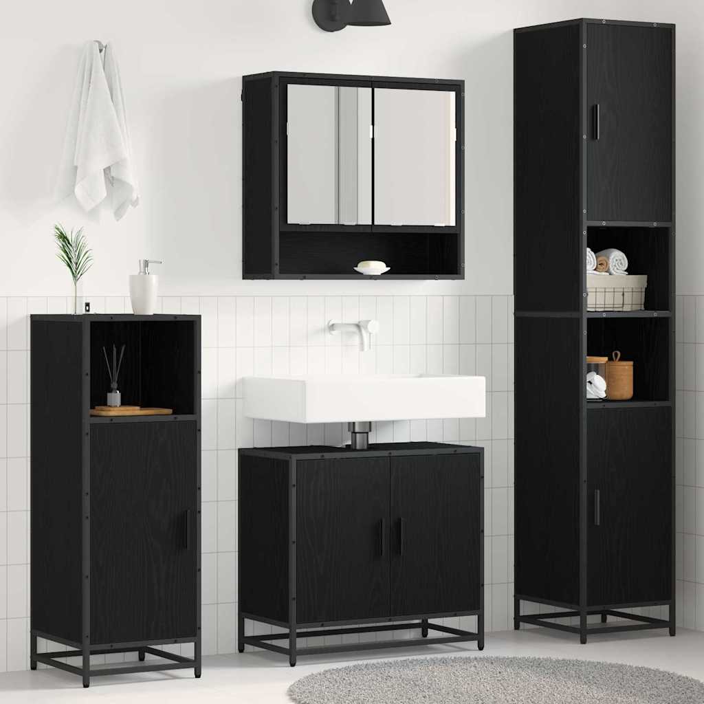 Ensemble de mobilier de salle de bain 4 pc Chêne noir