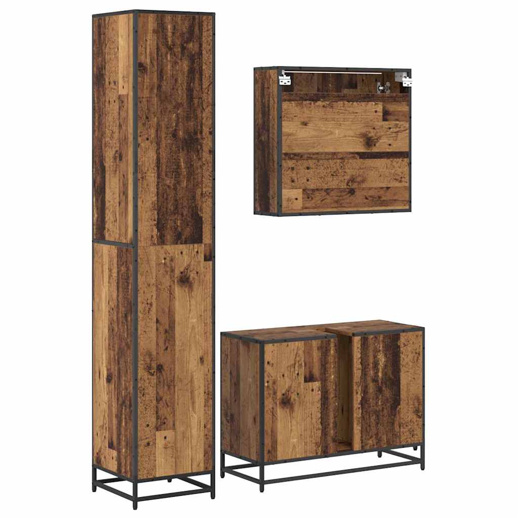 Ensemble de mobilier de salle de bain 3 pièces Bois Ancien