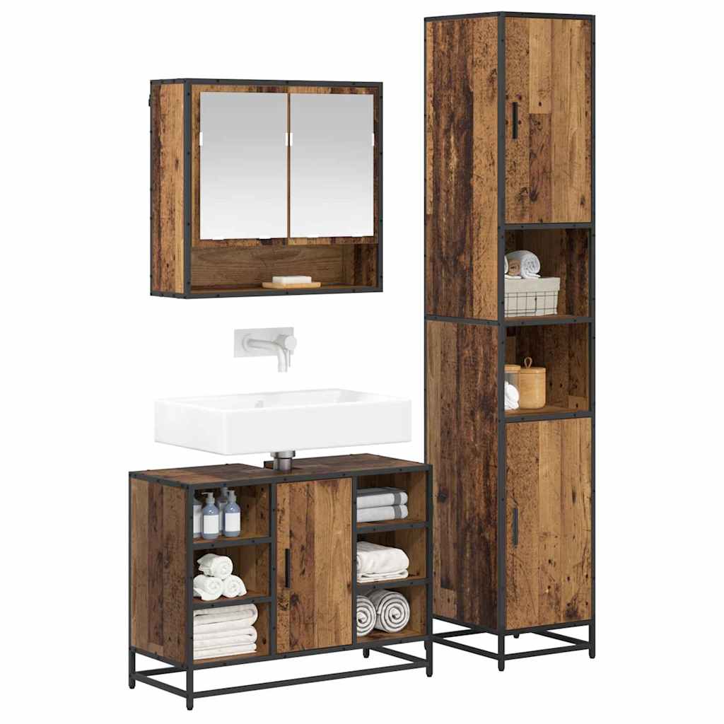Ensemble de mobilier de salle de bain 3 pièces Bois Ancien