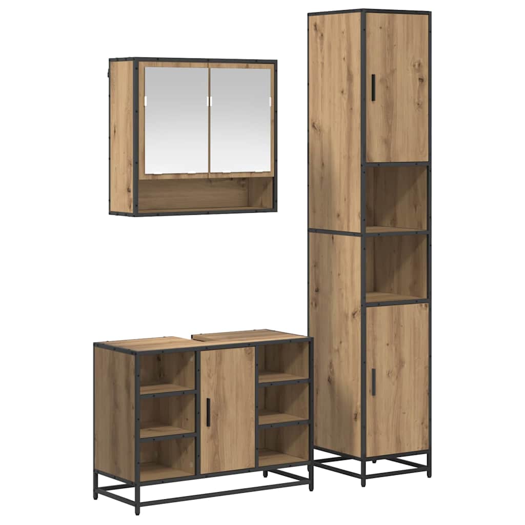 Ensemble de mobilier de salle de bain 3 pc Chêne artisanal