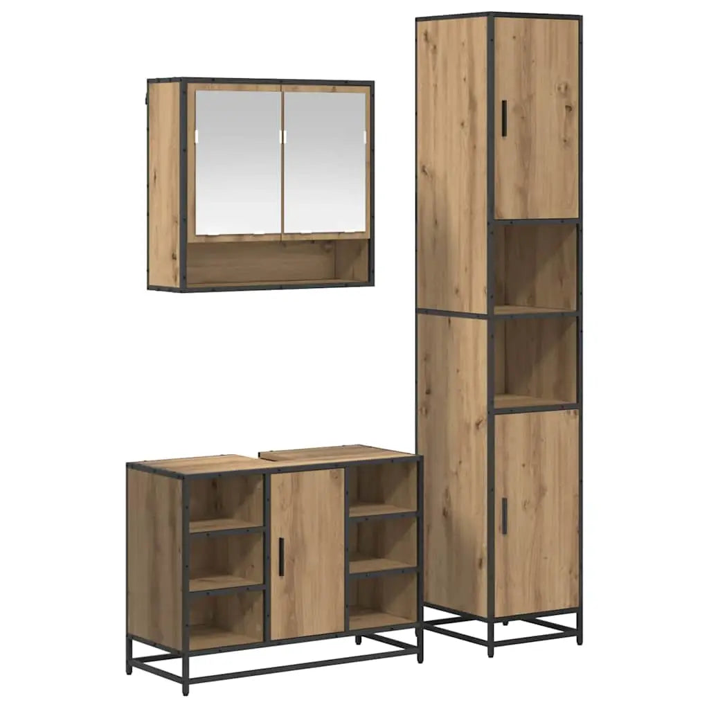 Ensemble de mobilier de salle de bain 3 pc Chêne artisanal - XIOS