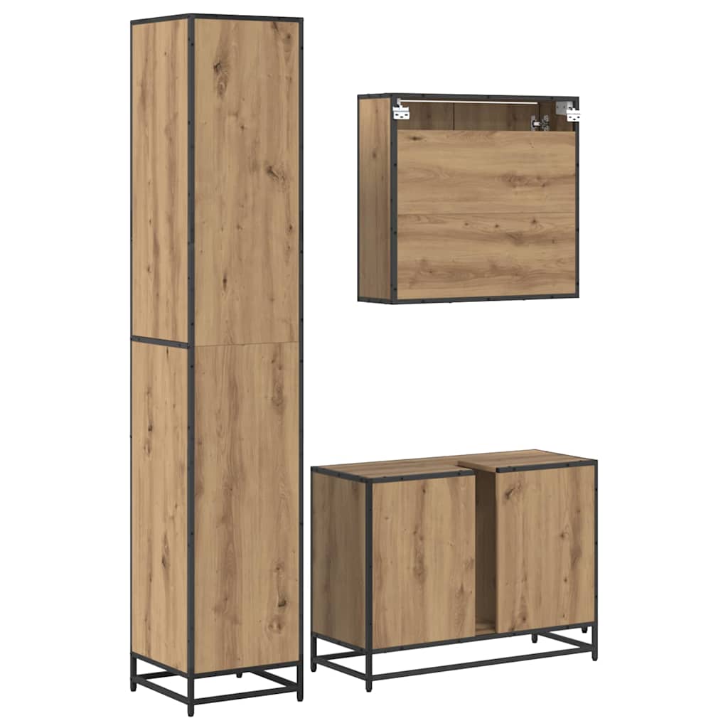 Ensemble de mobilier de salle de bain 3 pc Chêne artisanal
