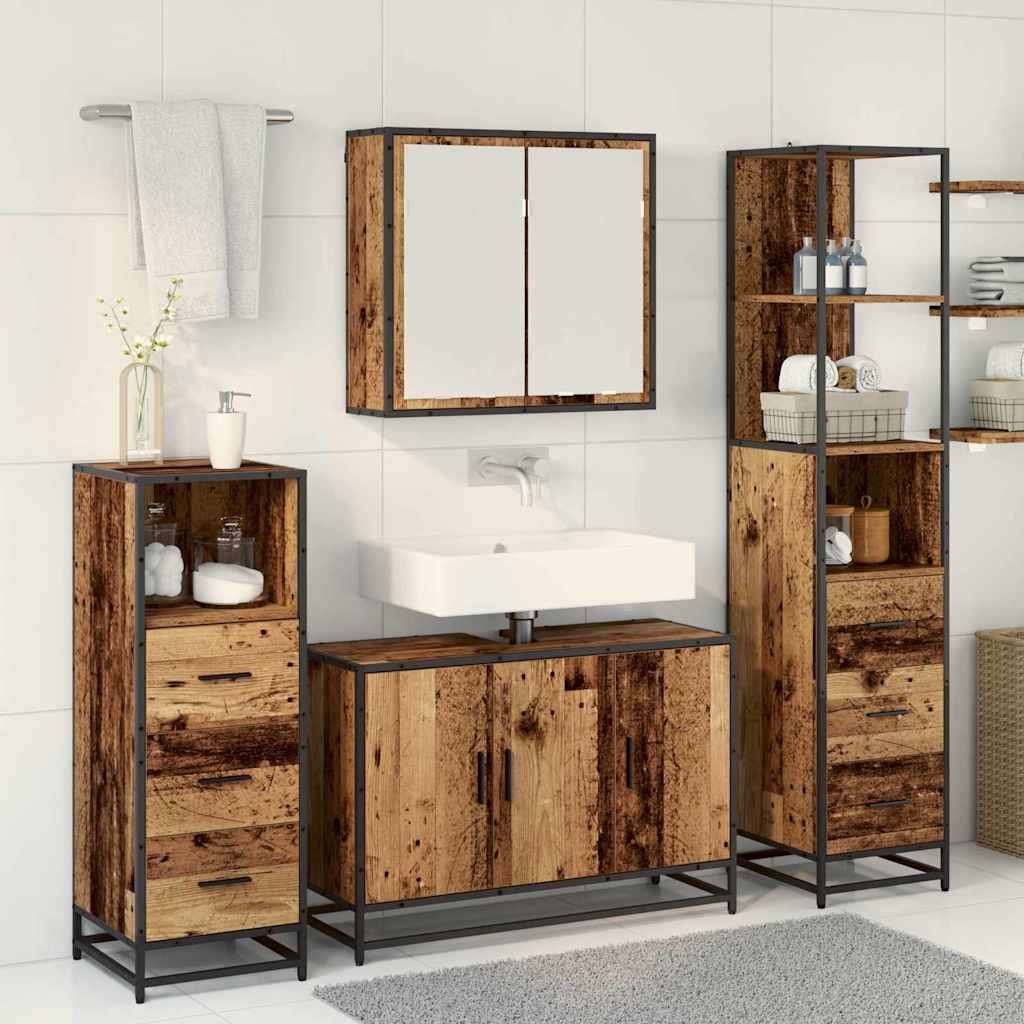 Ensemble de mobilier de salle de bain 4 pc Bois Ancien